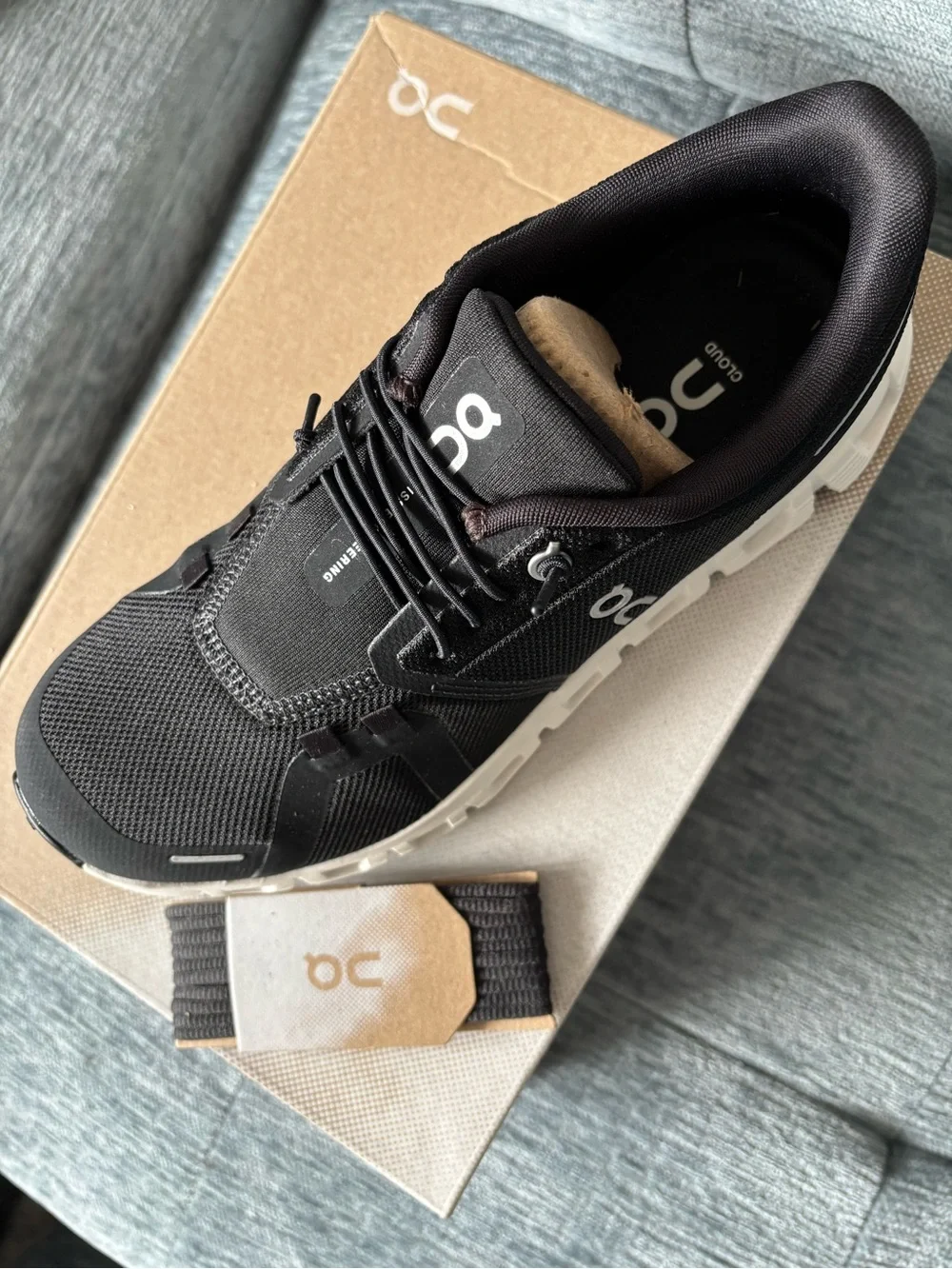 On Cloud Running Shoe Women's Black and White Cloud Sneaker